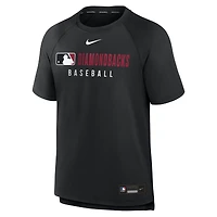 Men's Nike Black Arizona Diamondbacks Authentic Collection Pregame Raglan Dri-FIT T-Shirt