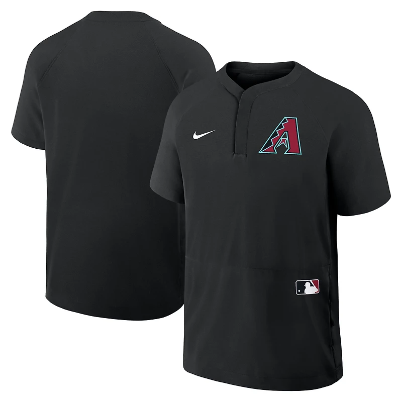 Men's Nike Black Arizona Diamondbacks Authentic Collection Raglan Short Sleeve Windshirt