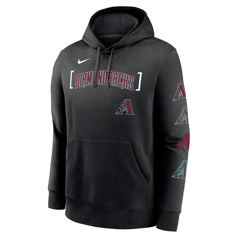 Sweat à capuche Nike Club Stack pour homme, noir, Arizona Diamondbacks
