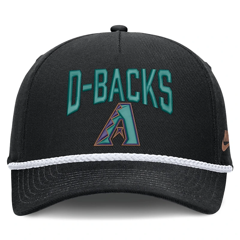 Casquette ajustable Nike noire pour homme Arizona Diamondbacks Cooperstown Rise