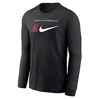 T-shirt à manches longues Nike Arizona Diamondbacks noir pour homme avec logo local Swoosh Lockup