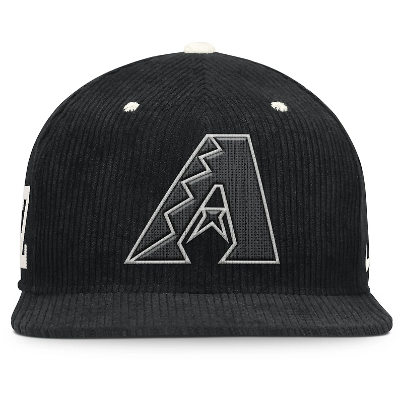 Men's Nike  Black Arizona Diamondbacks Pro Corduroy Structured Snapback Hat