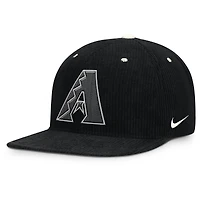 Casquette structurée à fermeture snapback Nike Arizona Diamondbacks Pro en velours côtelé noir pour homme