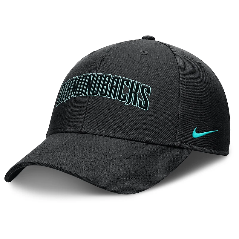 Casquette ajustable Nike Rise Gaberdine pour homme, noire, Arizona Diamondbacks