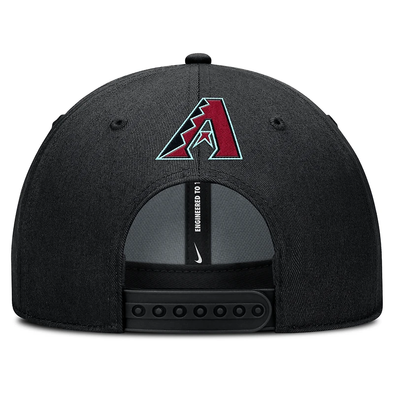 Casquette ajustable Nike Rise Gaberdine pour homme, noire, Arizona Diamondbacks