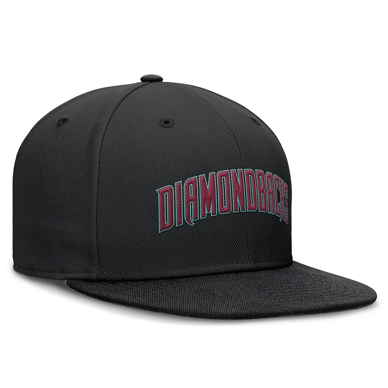 Casquette Nike Arizona Diamondbacks noire pour homme, logo Dri-FIT, visière ronde, coupe ajustée