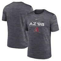 T-shirt de performance Nike Velocity Wordmark pour homme, noir, Arizona Diamondbacks