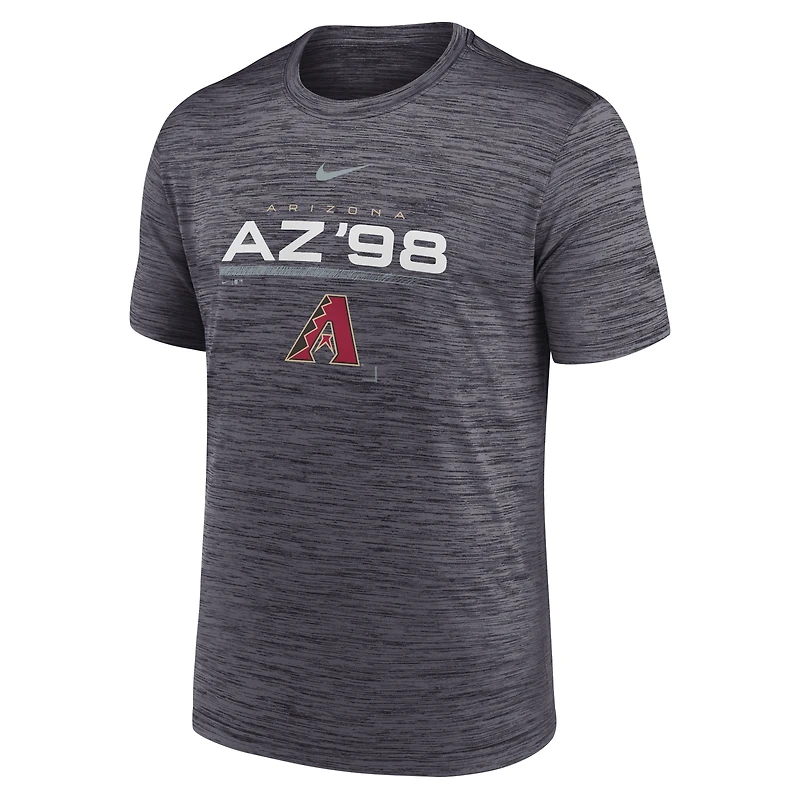 T-shirt de performance Nike Velocity Wordmark pour homme, noir, Arizona Diamondbacks