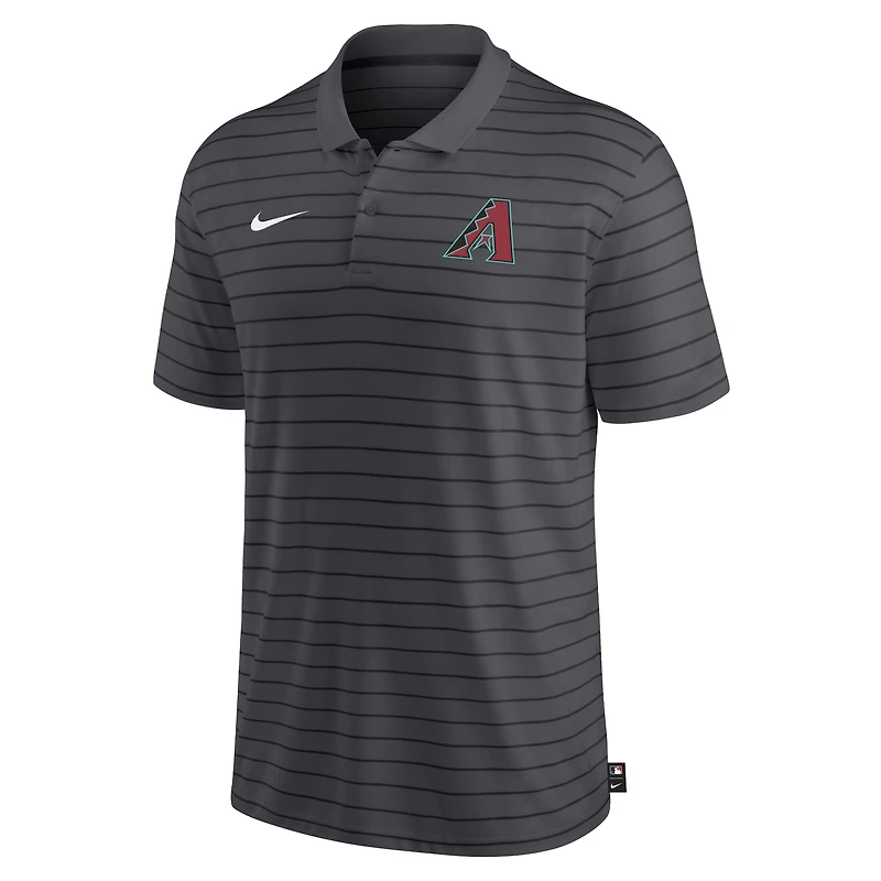 Polo de performance à rayures Victory la collection authentique Nike Charcoal Arizona Diamondbacks pour hommes