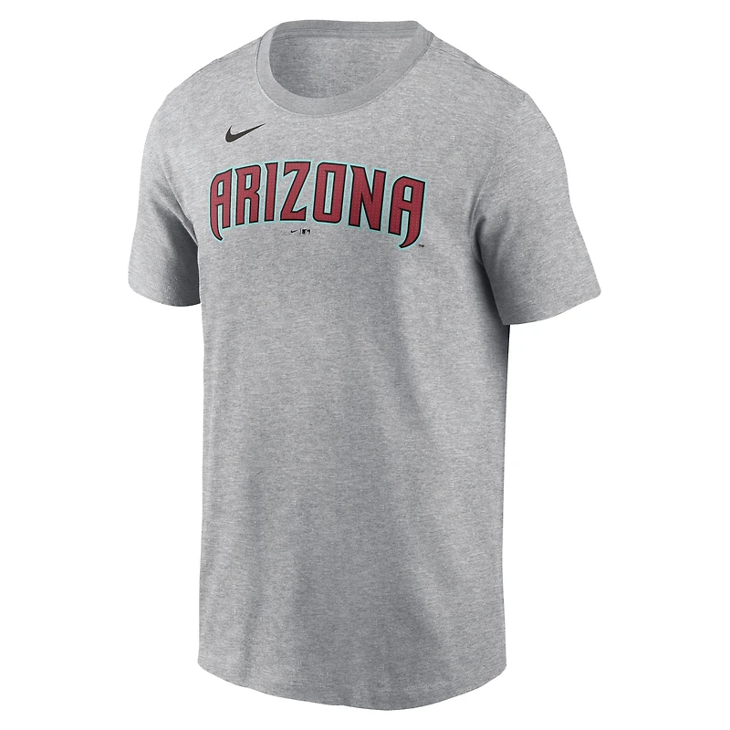 T-shirt Nike Corbin Carroll Heather Grey pour homme avec nom et numéro Fuse des Diamondbacks de l'Arizona