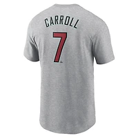 T-shirt Nike Corbin Carroll Heather Grey pour homme avec nom et numéro Fuse des Diamondbacks de l'Arizona