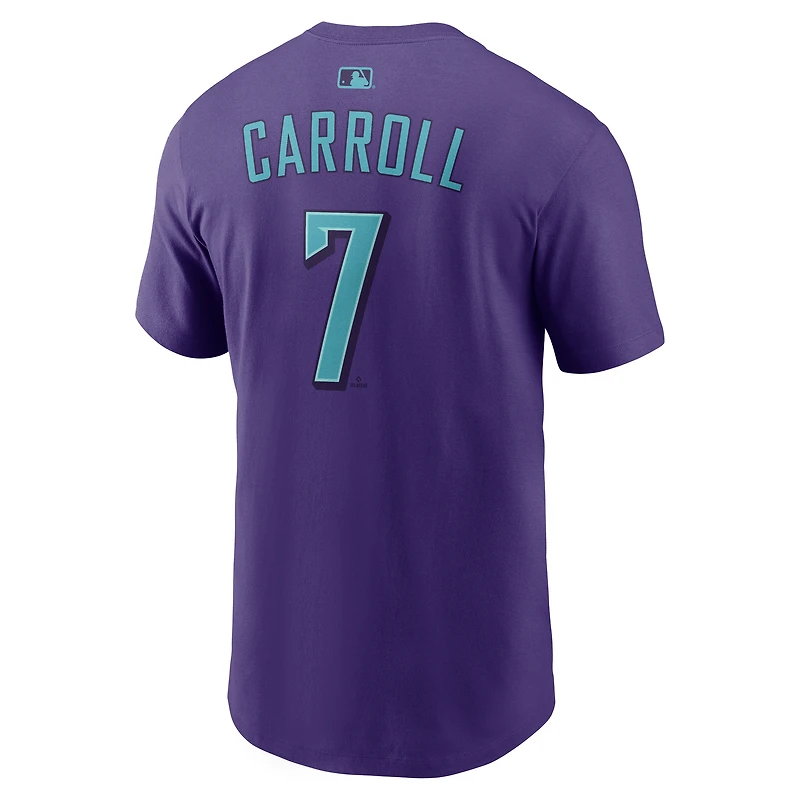 Men's Nike Corbin Carroll Purple Arizona Diamondbacks City Connect Name & Number T-Shirt