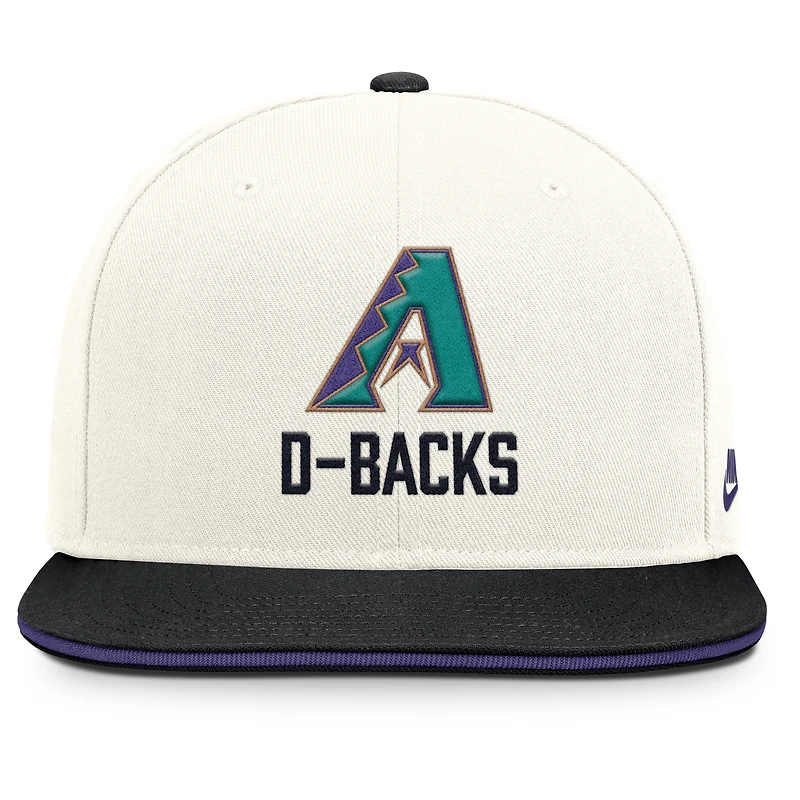 Casquette snapback Nike crème/noire Arizona Diamondbacks Cooperstown Pro Dri-FIT pour homme