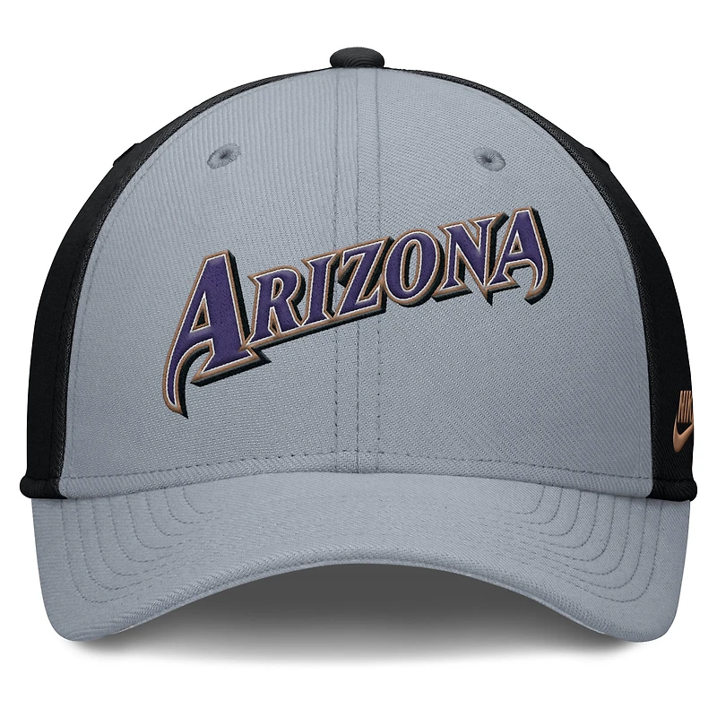Casquette Nike Performance Flex grise/noire Arizona Diamondbacks Rise Swoosh pour homme