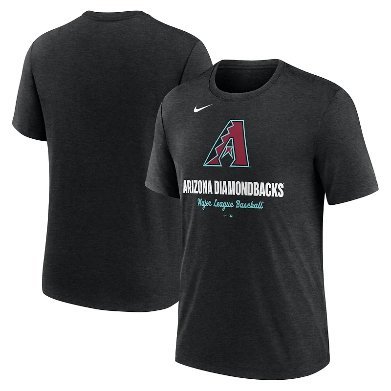 T-shirt Nike noir chiné pour homme avec logo des Diamondbacks de l'Arizona