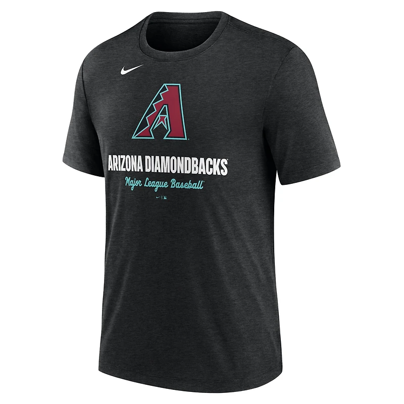 T-shirt Nike noir chiné pour homme avec logo des Diamondbacks de l'Arizona