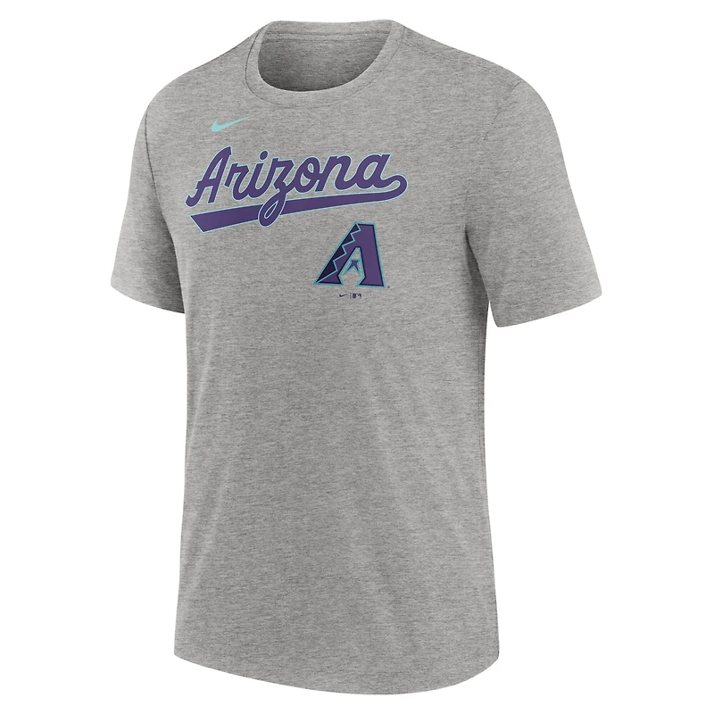 Men's Nike Heather Charcoal Arizona Diamondbacks City Connect Script Tri-Blend T-Shirt