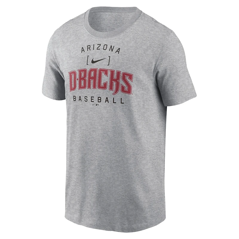 Men's Nike Heather Gray Arizona Diamondbacks Home Team Athletic Arch T-Shirt