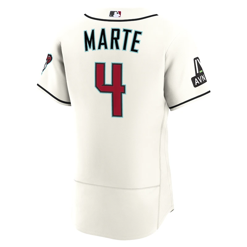 Maillot authentique Nike Ketel Marte crème pour homme, domicile des Arizona Diamondbacks, avec patch de sponsor.
