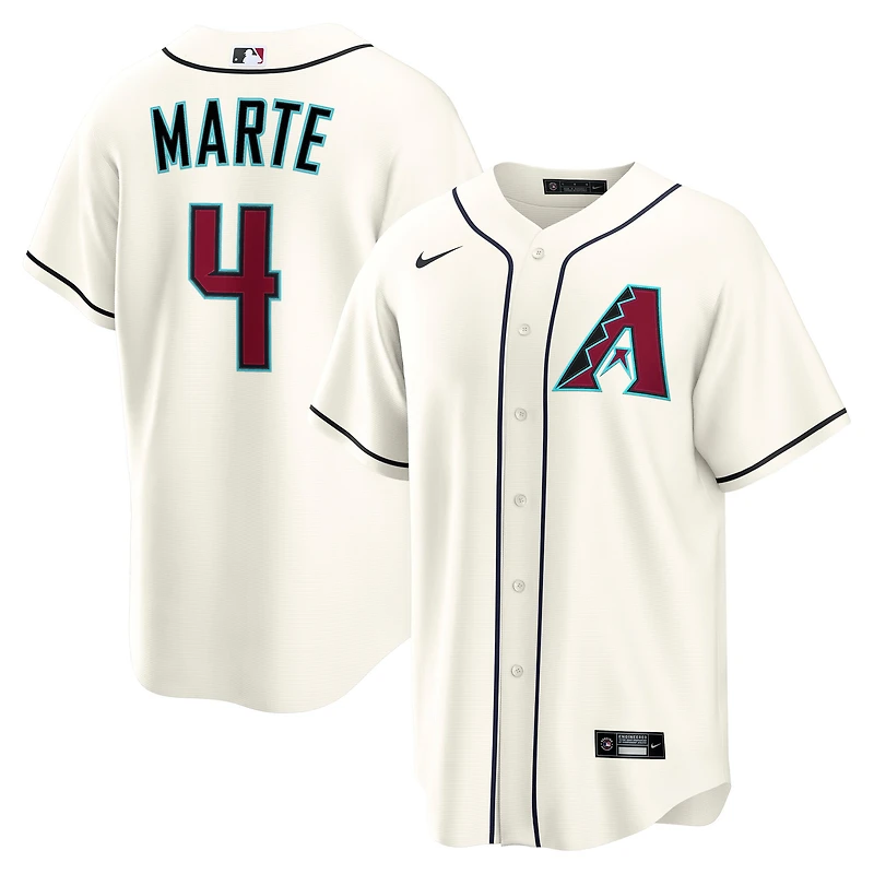 Maillot Nike Ketel Marte crème pour homme, réplique domicile des Diamondbacks de l'Arizona