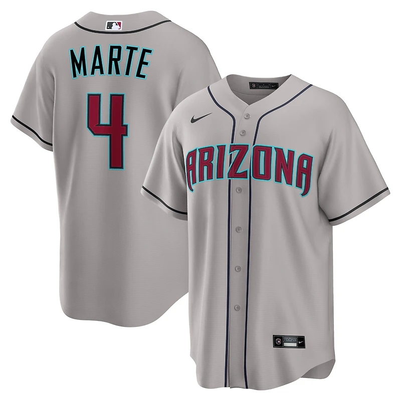 Maillot Nike Ketel Marte gris pour homme, réplique à domicile des Diamondbacks de l'Arizona