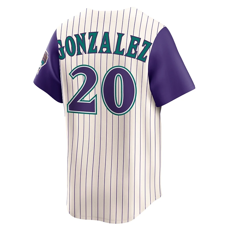 Maillot Nike Luis Gonzalez crème pour homme, collection limitée Cooperstown, Arizona Diamondbacks