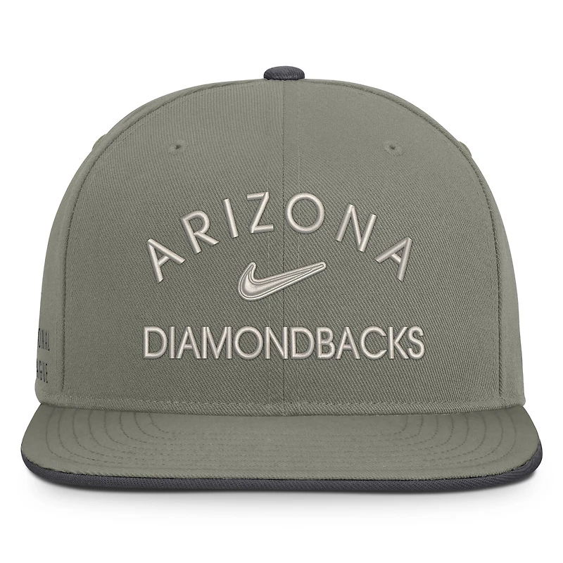 Casquette snapback Nike Olive Arizona Diamondbacks Pro Dri-FIT pour homme
