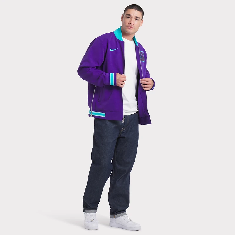 Veste aviateur Nike violette à fermeture éclair intégrale pour homme, collection authentique City Connect 2025 des Diamondbacks de l'Arizona