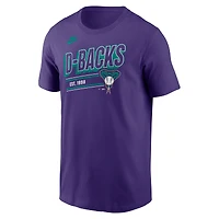 T-shirt rétro Nike violet pour homme de la collection Cooperstown des Diamondbacks l'Arizona