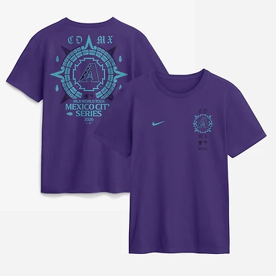 T-shirt graphique Nike violet pour homme, Arizona Diamondbacks MLB World Tour : Série de Mexico