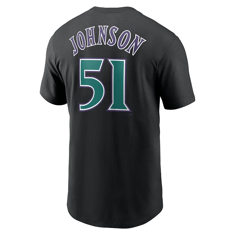 T-shirt avec nom et numéro Nike Randy Johnson pour hommes, noir, Arizona Diamondbacks Fuse