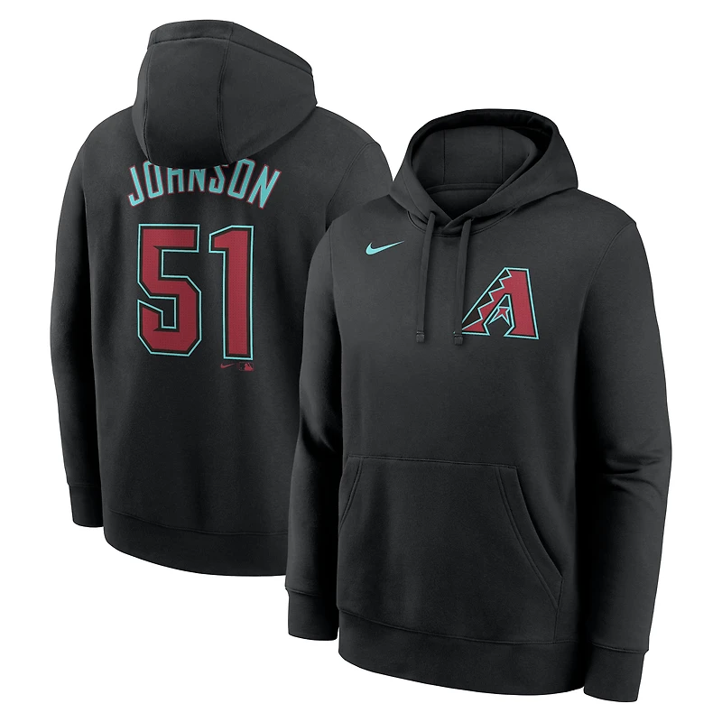 Sweat à capuche Nike Randy Johnson noir pour homme, avec nom et numéro de joueur des Diamondbacks l'Arizona