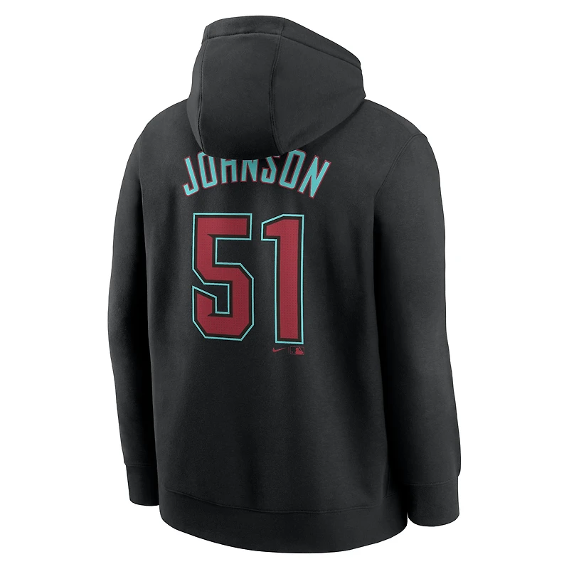 Sweat à capuche Nike Randy Johnson noir pour homme, avec nom et numéro de joueur des Diamondbacks l'Arizona