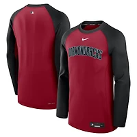 Men's Nike Red/Black Arizona Diamondbacks Authentic Collection Game Time Raglan Dri-FIT Long Sleeve T-Shirt