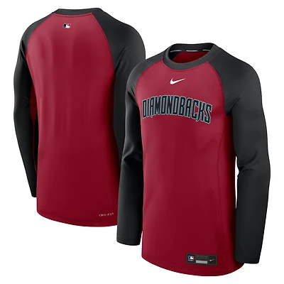 T-shirt à manches longues Nike rouge/noir Arizona Diamondbacks Authentic Collection Game Time Raglan Dri-FIT pour homme
