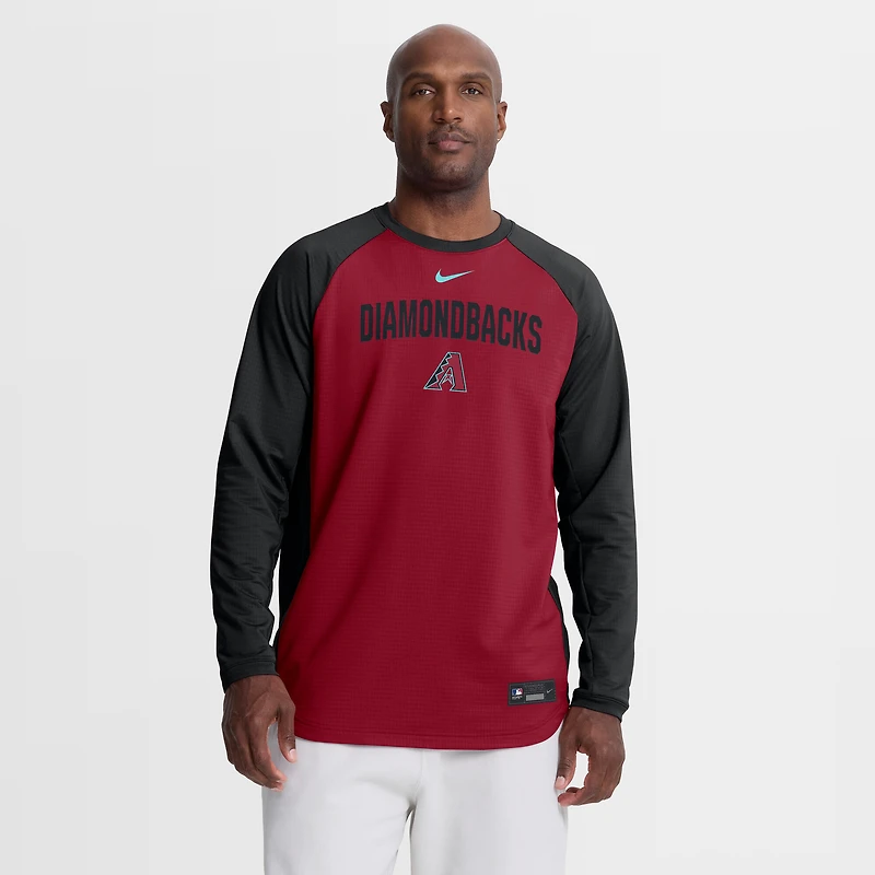 Men's Nike Red Arizona Diamondbacks Authentic Collection Raglan Dri-FIT Sweatshirt