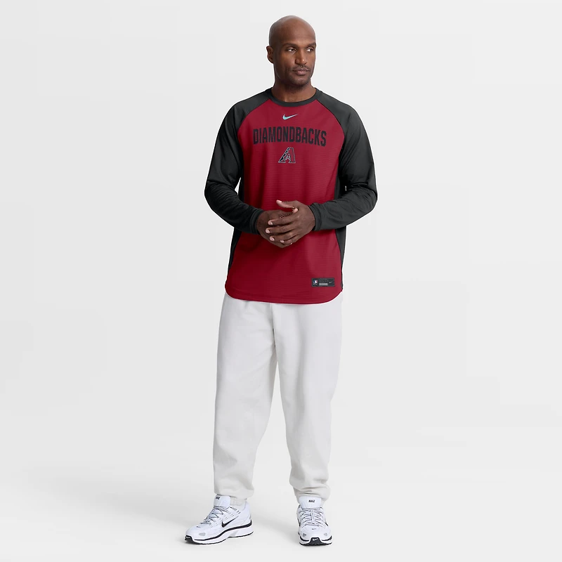 Men's Nike Red Arizona Diamondbacks Authentic Collection Raglan Dri-FIT Sweatshirt