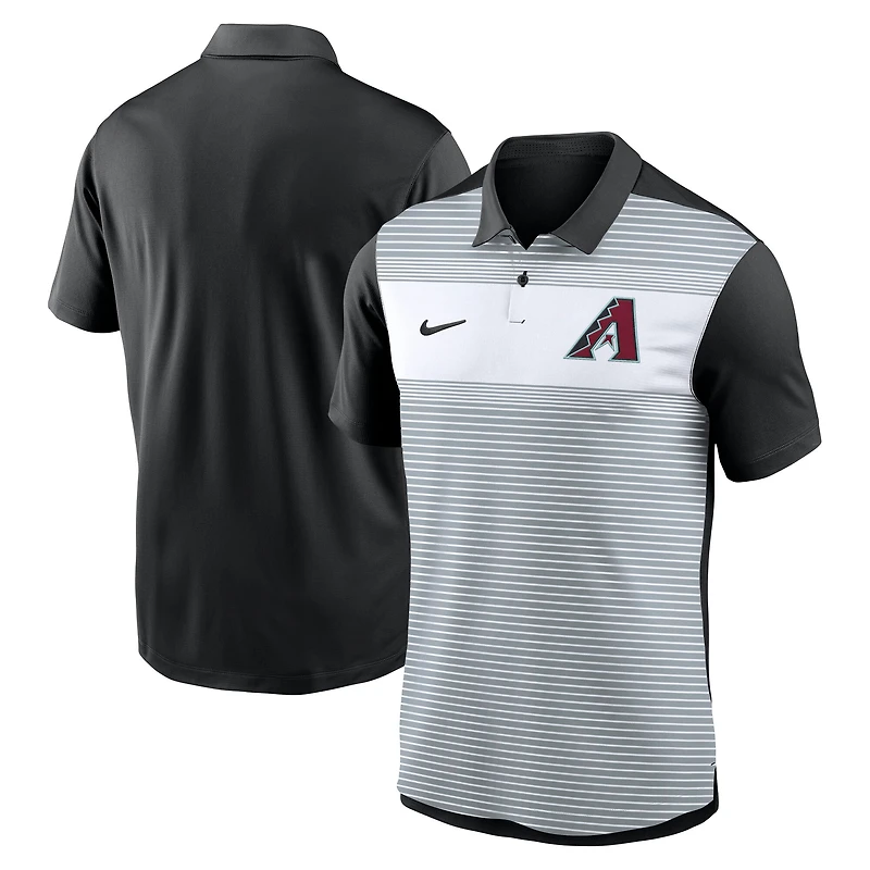 Polo Nike Dri-FIT à rayures Vapor des Diamondbacks de l'Arizona pour homme, blanc/noir
