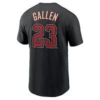 T-shirt Nike Zac Gallen pour homme, noir, Arizona Diamondbacks, nom et numéro du joueur