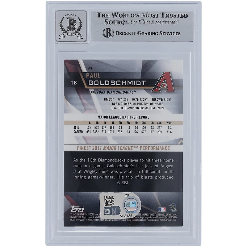 V106832 Dbacks Paul Goldschmidt Arizona Diamondbacks Autographié 2018 Topps Finest Superfractor #97 #1/1 Beckett Fanatics Witnessed Authentifié 9/10 Carte Paul Goldschmidt AUT TPP TRADING CARDS 45811 AUTTRC CA01B01832 #24