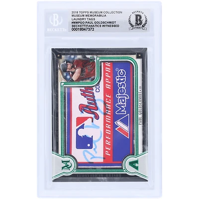 Paul Goldschmidt Arizona Diamondbacks Autographed 2018 Topps Museum Collection Emerald MLB Majestic Laundry Tag Relic #MM-PGO #1/1 Beckett Fanatics Witnessed Authenticated Card