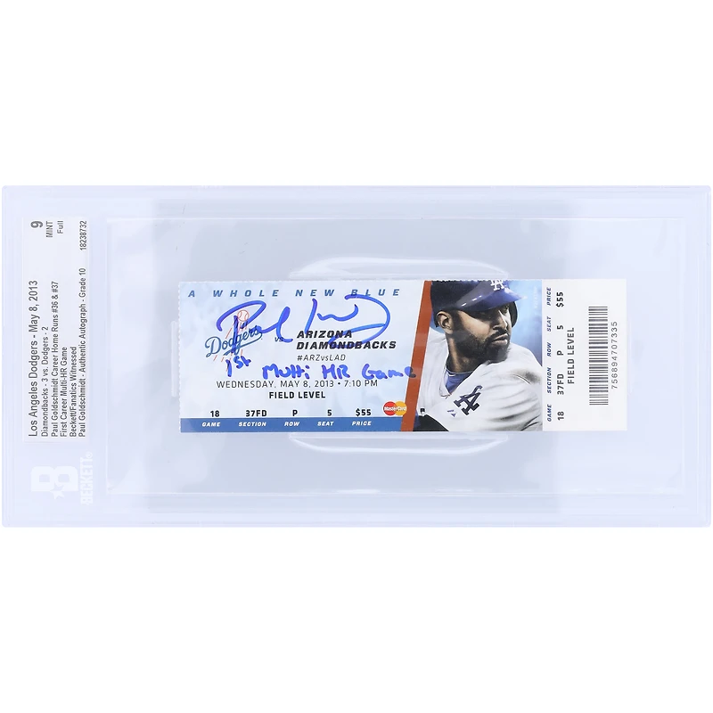 Paul Goldschmidt Arizona Diamondbacks Autographed First Career Multi-HR Game Beckett Fanatics Witnessed Authenticated /10 Ticket from May 8