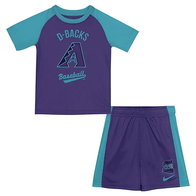 Ensemble t-shirt et short Nike Court Purple City Connect 2025 des Diamondbacks de l'Arizona pour enfants d'âge préscolaire