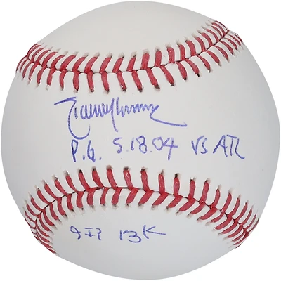 Randy Johnson Arizona Diamondbacks Autographed Baseball with Multiple Perfect Game Inscriptions