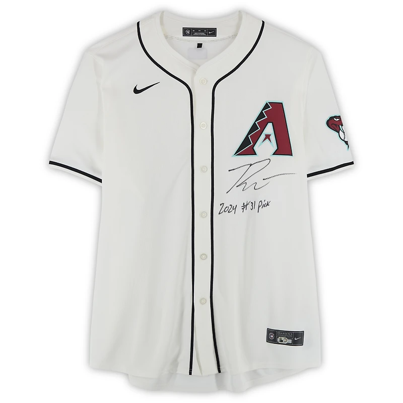 Ryan Waldschmidt Arizona Diamondbacks Autographed White Nike Replica Jersey with "2024 #31 Pick" Inscription
