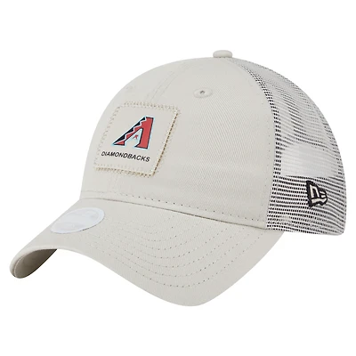 Women's New Era  Light Beige Arizona Diamondbacks Square Stitch 9TWENTY Adjustable Hat