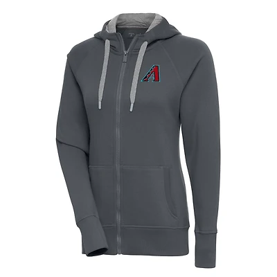 Sweat à capuche entièrement zippé Antigua Charcoal Arizona Diamondbacks Victory pour femme
