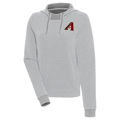 Women's Antigua  Gray/White Arizona Diamondbacks Axe Bunker Tri-Blend Pullover Hoodie