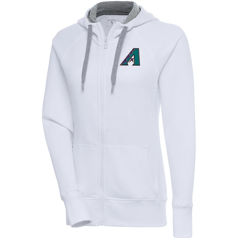 Sweat à capuche entièrement zippé Cooperstown Victory des Diamondbacks de l'Arizona Antigua White pour femme