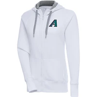 Sweat à capuche entièrement zippé Cooperstown Victory des Diamondbacks de l'Arizona Antigua White pour femme